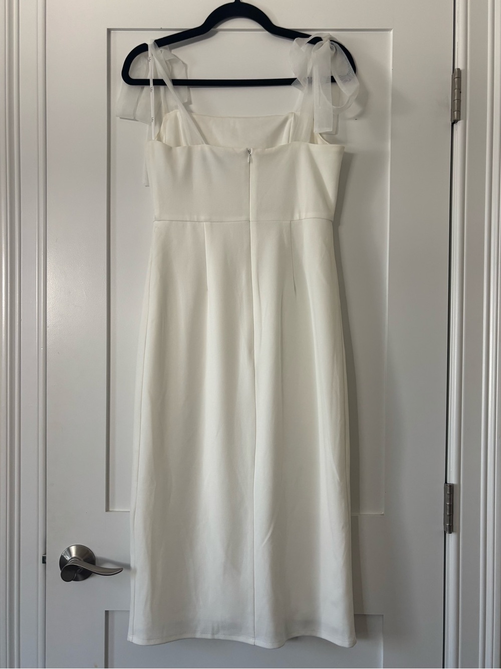 Lulus White Midi Dress Slit Square Neck Romantic Bridal Shower Size M - Picture 6 of 6